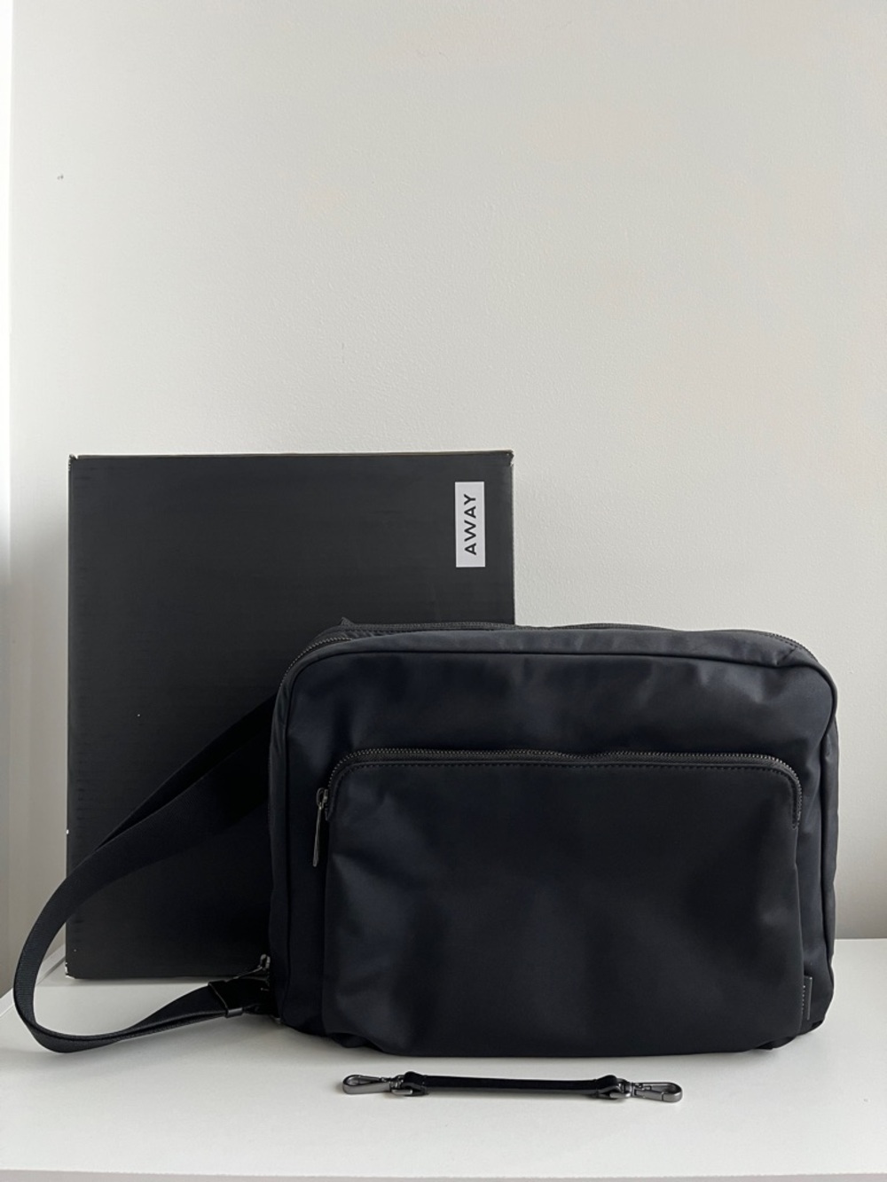 AWAY Black Crossbody Messenger Bag - Minimal Everyday Carry